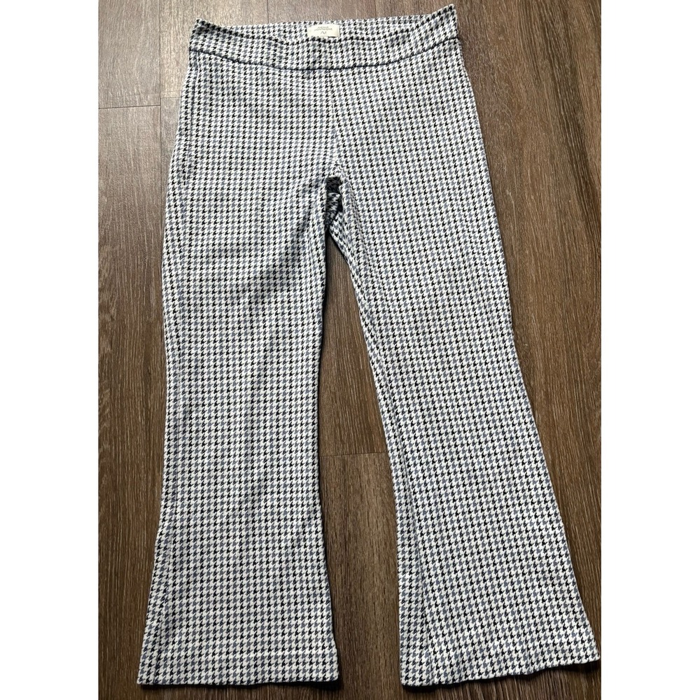 AVENUE MONTAIGNE Leo cropped flare plaid pants black and white size 6